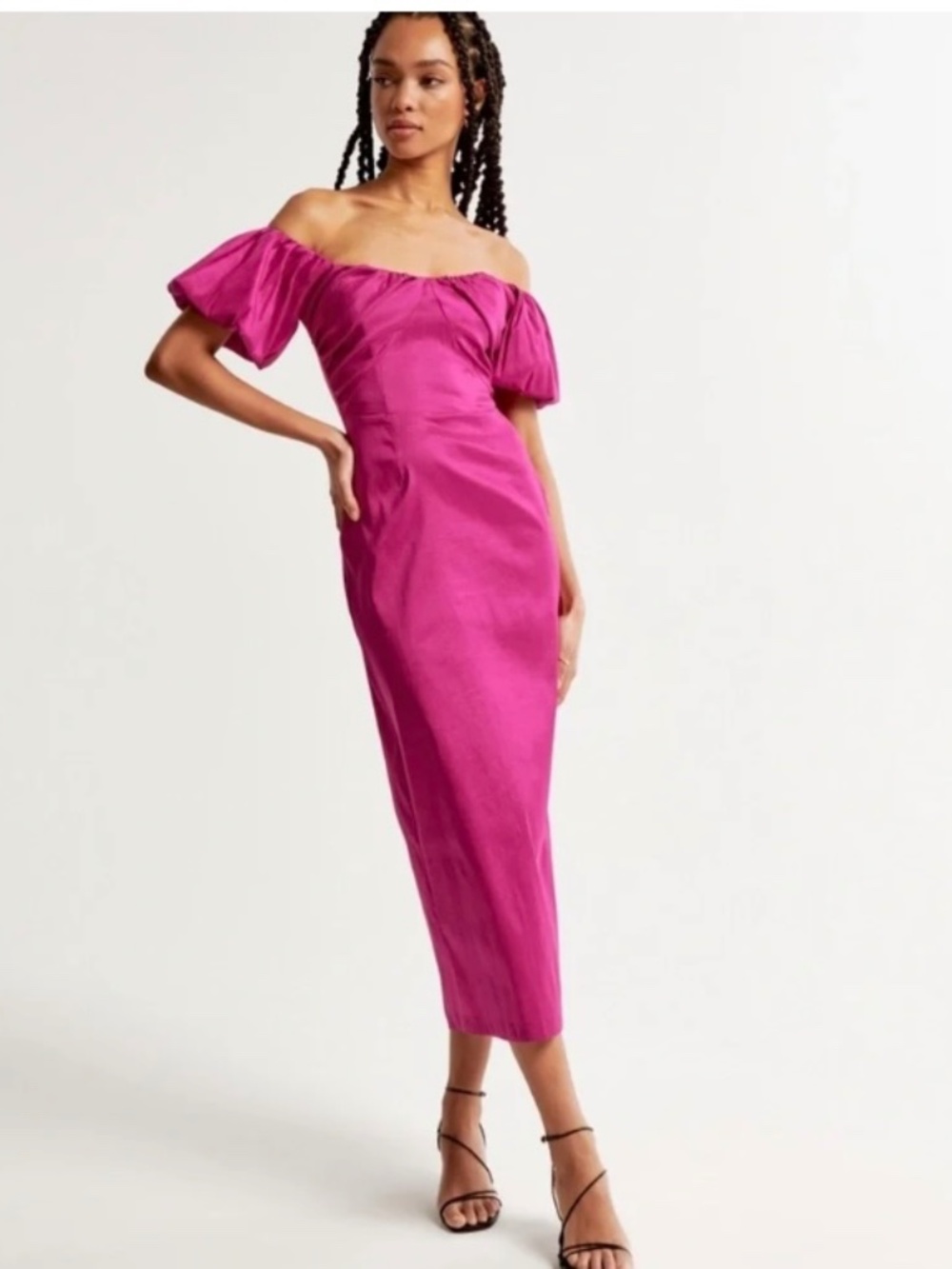 Abercrombie & Fitch Women's Off-The-Shoulder Taffeta Midi Dress Size XSP